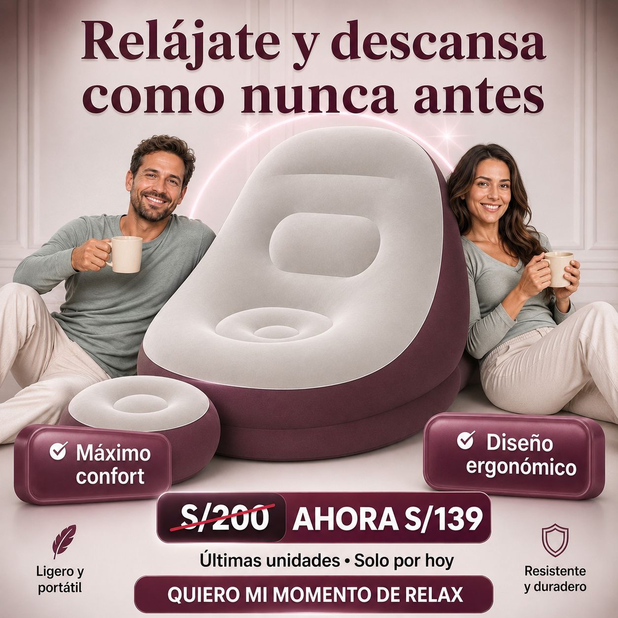 SILLÓN INFLABLE - COMODIDAD Y CONFORT EN CASA
