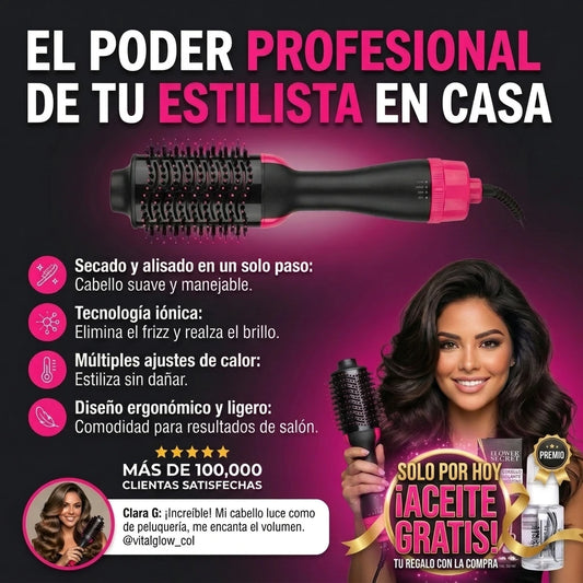 CEPILLO PROFESIONAL 3 EN 1 + ACEITE CAPILAR GRATIS 🎁✨CABELLO PERFECTO EN MINUTOS